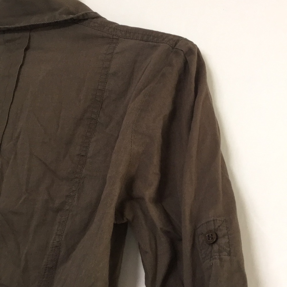 Zara Basic Green Button Up Lightweight Blouse - image 7